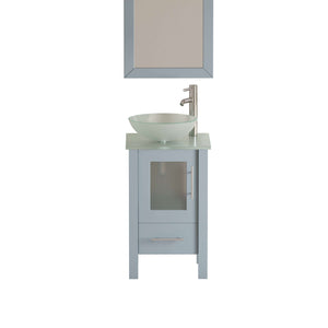 18 Inch Grey Wood and Glass Vessel Sink Vanity Set - 8137BG