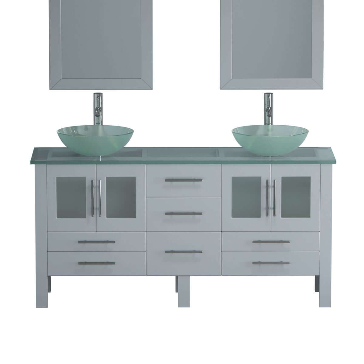 Complete 63" Vanity Set with Polished Chrome Plumbing - 8119B-G