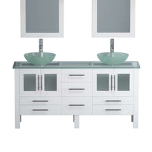Load image into Gallery viewer, 63 Inch White Wood and Glass Vessel Sink Double Vanity Set - 8119BW