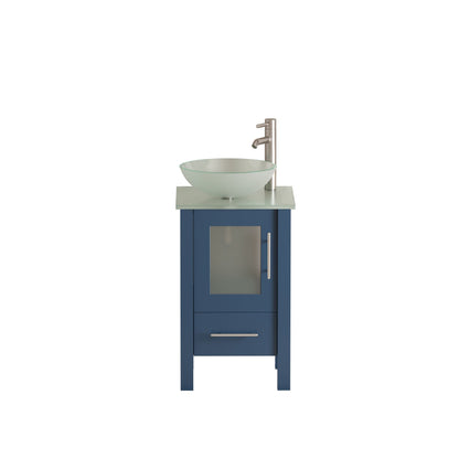 18 Inch Modern Wood and Glass Vanity with Brushed Nickel Plumbing - 8137BS-BN