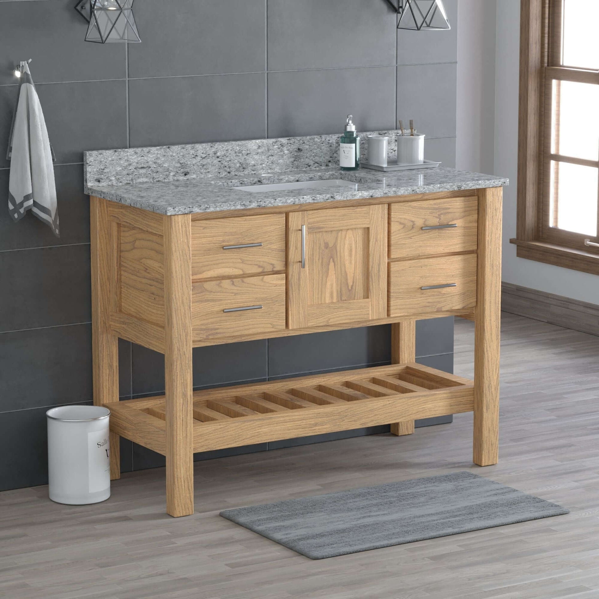 USA Patriot 48 Inch Oak Bathroom Vanity - Pepper Counter - P48-PEPPER