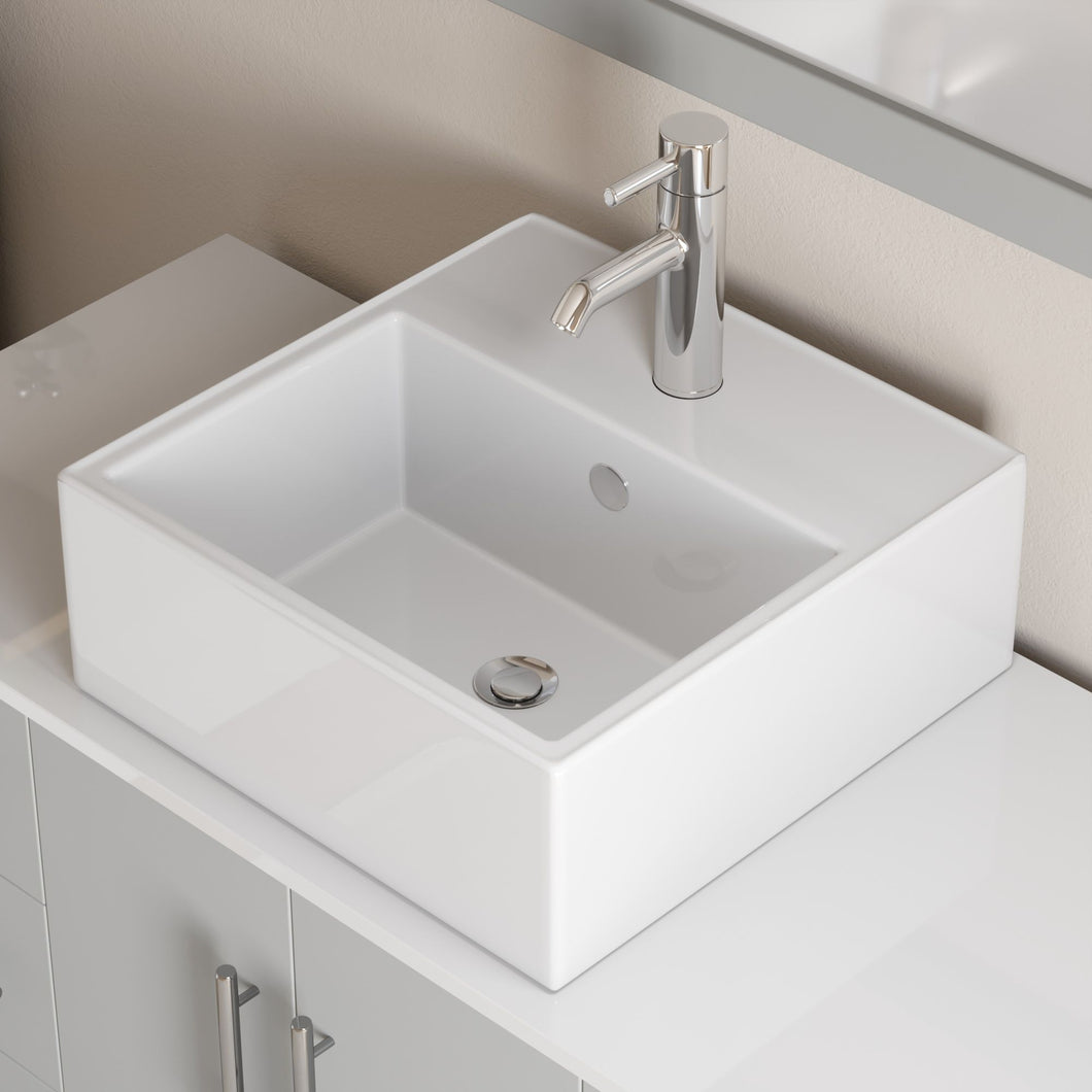 48 Inch Grey Wood and Porcelain Vessel Sink Vanity Set - 8116g