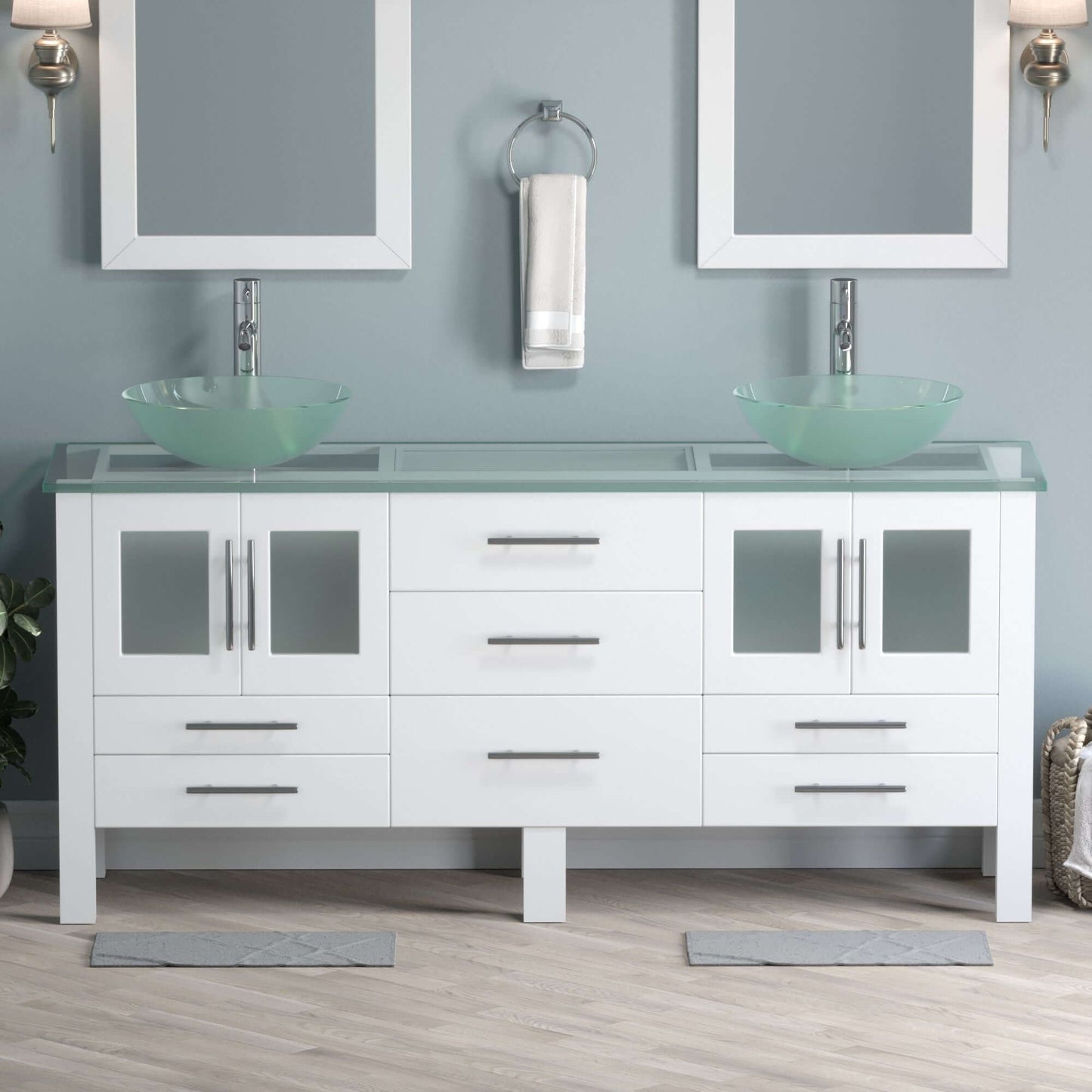 Complete 71" Vanity Set with Polished Chrome Plumbing - 8119bxlw