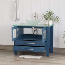 Load image into Gallery viewer, 36 Inch Modern Wood and Glass Vanity with Brushed Nickel Plumbing - 8111BS-BN