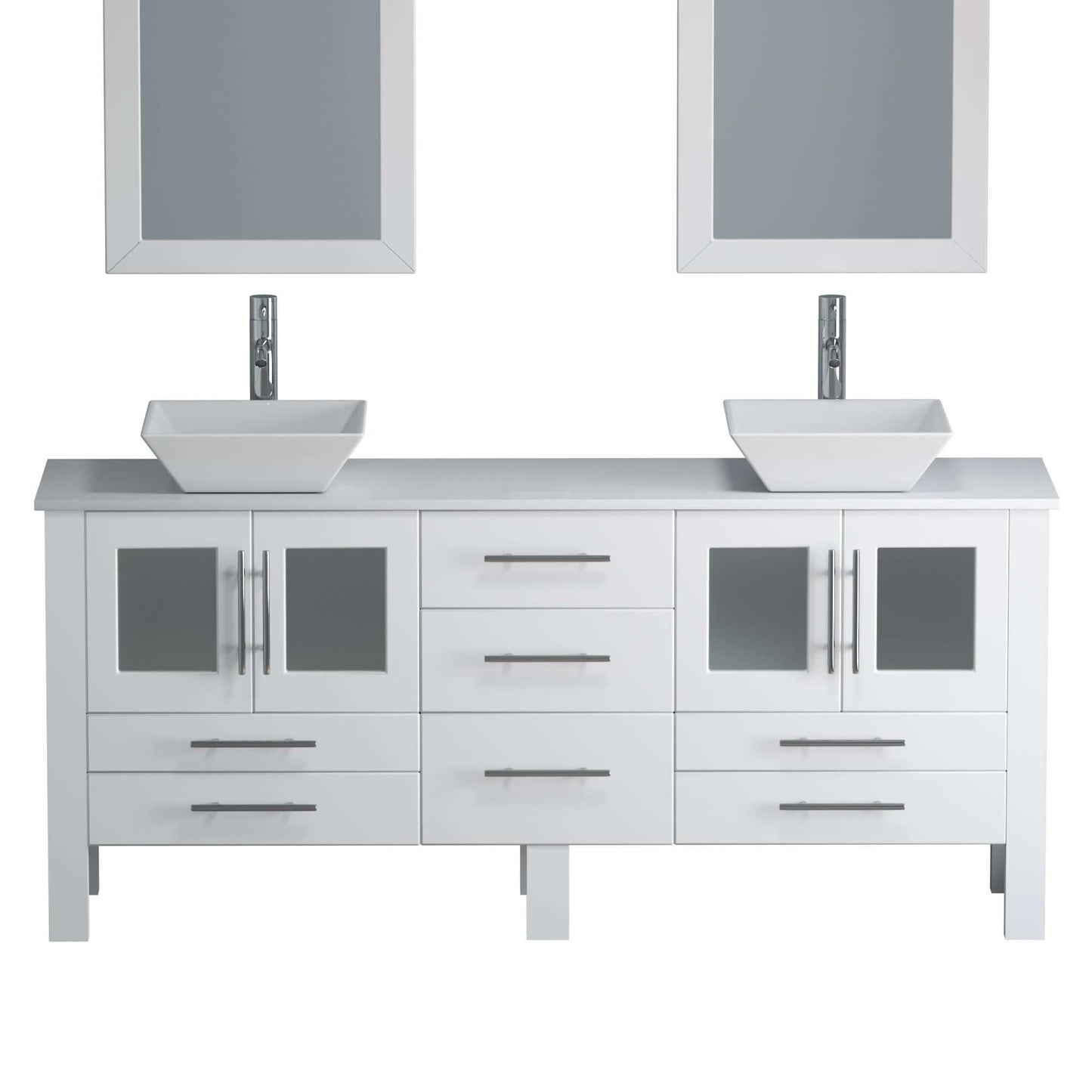 71" White Vanity Set with Polished Chrome Plumbing - 8119XLWF-CP