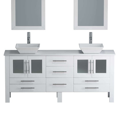 71" White Vanity Set with Polished Chrome Plumbing - 8119XLWF-CP