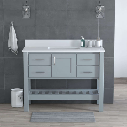 USA Patriot 48 Inch Grey Bathroom Vanity - White Counter - P48G-WHITE