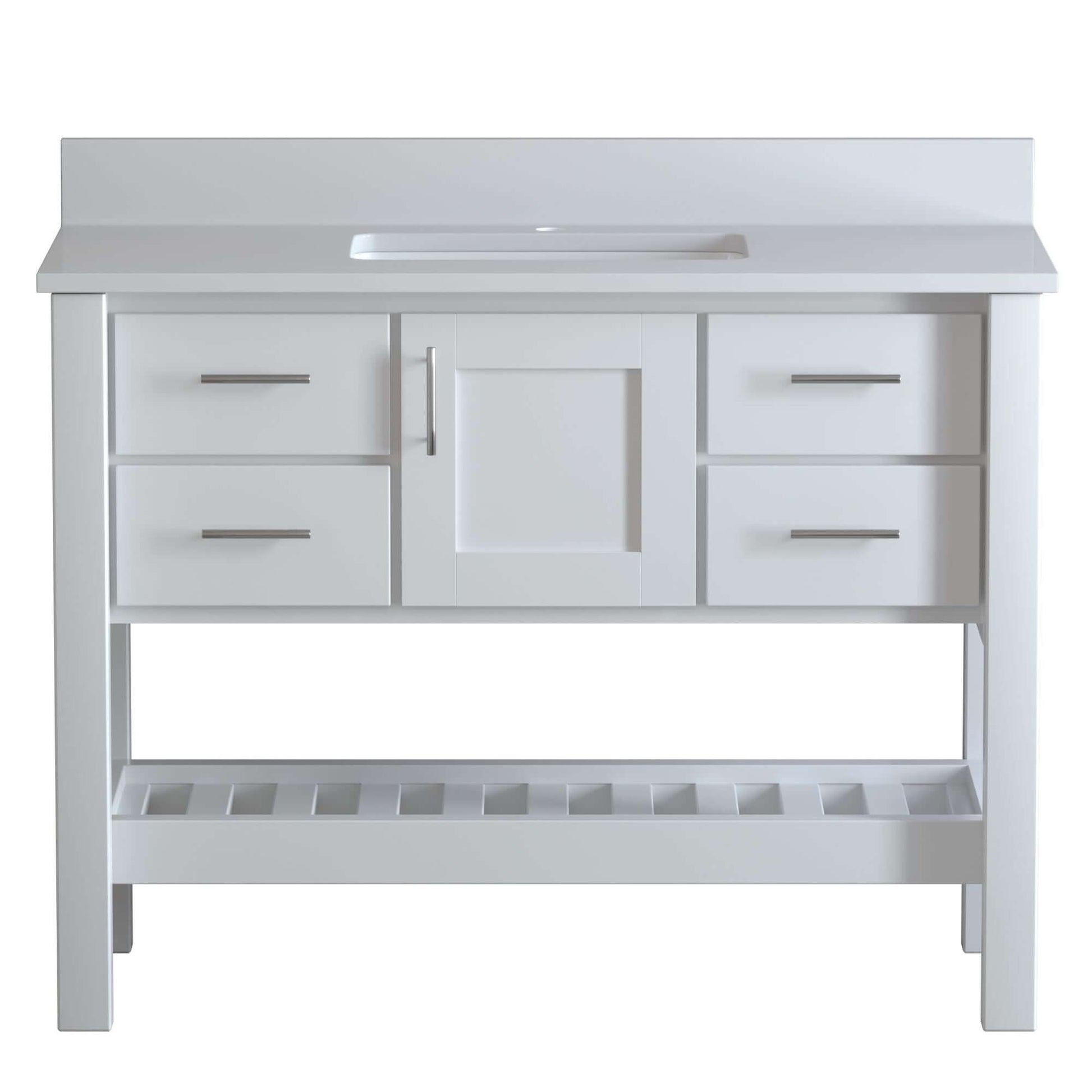 USA Patriot 48 Inch White Bathroom Vanity - White Counter - P48W-WHITE