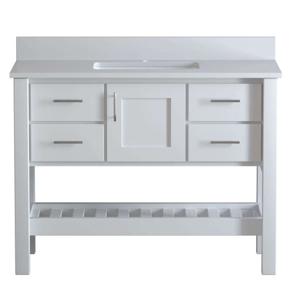 USA Patriot 48 Inch White Bathroom Vanity - White Counter - P48W-WHITE